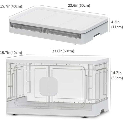 Collapsible 18-Gallon Storage Bin with Clear Access Doors and Rolling Wheels - Optimize Your Organization! - Très Elite