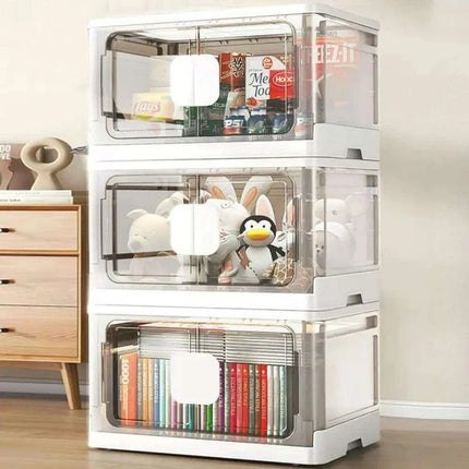 Collapsible 18-Gallon Storage Bin with Clear Access Doors and Rolling Wheels - Optimize Your Organization!- Très Elite- Très Elite