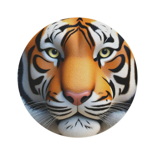 Colorful Chenille Round Rug with Vibrant Tiger Design - 60x60 Inch by Maison d'Elite