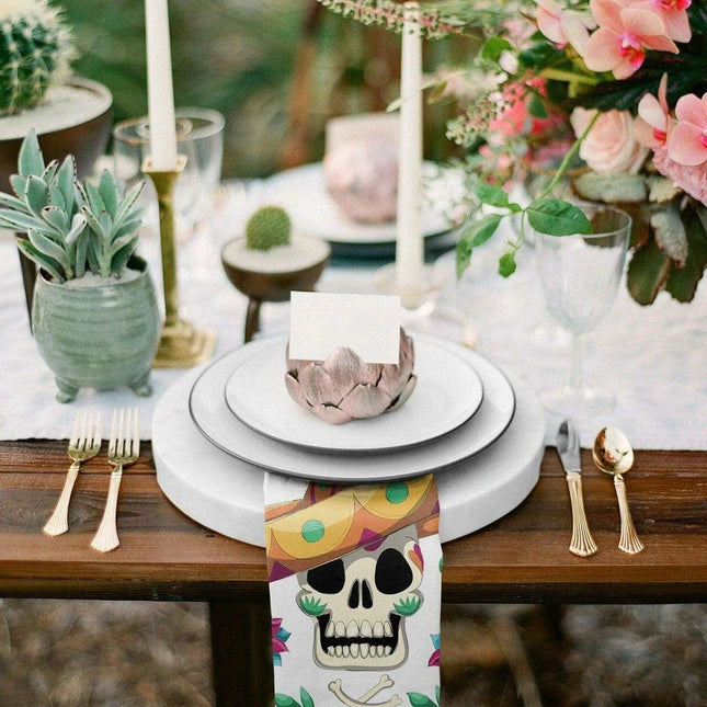 Colorful Day of the Dead Sombrero Cloth Napkins - Elegant Dining Pair for Celebrations