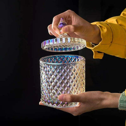 Colorful Diamond Glass Storage Jars for Candy and Sugar - 300ML & 600ML Options - Très Elite