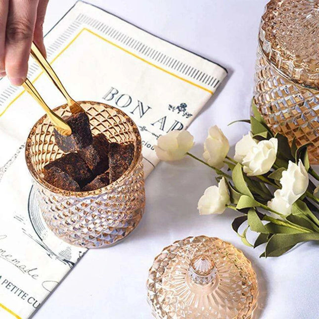 Colorful Diamond Glass Storage Jars for Candy and Sugar - 300ML & 600ML Options