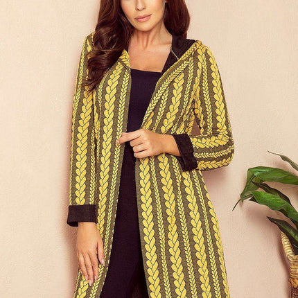 Colorful Face Print Hooded Cardigan with Pockets by Numoco - Très Elite