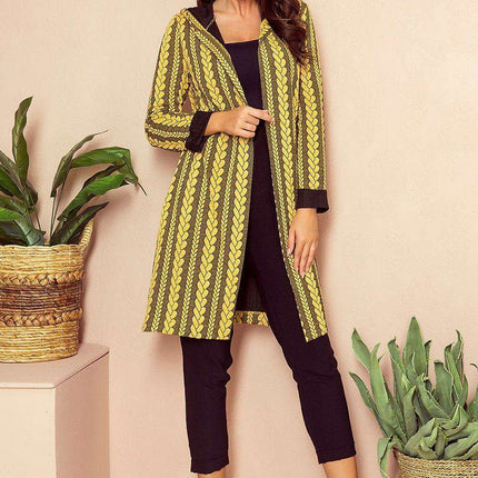 Colorful Face Print Hooded Cardigan with Pockets by Numoco - Très Elite