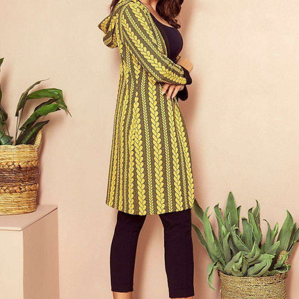 Colorful Face Print Hooded Cardigan with Pockets by Numoco - Très Elite