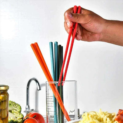 Colorful Non-Slip Silicone Chopsticks Set - Perfect for Sushi, Noodles, and Gifting - Très Elite