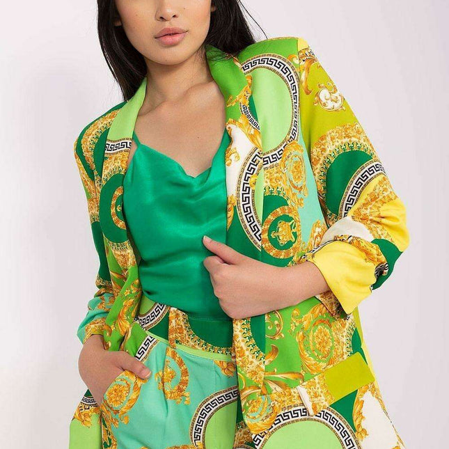 Colorful Print Women's Blazer Italy Moda Open Front Jacket
