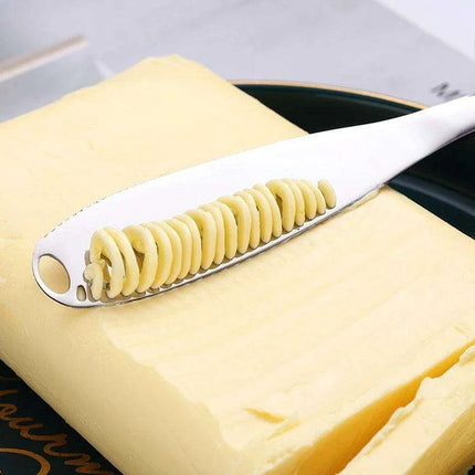 Colorful Stainless Steel Spreader Knife with Unique Hole Design - Effortless Butter and Cheese Application! - Très Elite