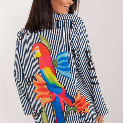 Colorful Striped Womens Shirt Italy Moda Long Sleeve - Très Elite