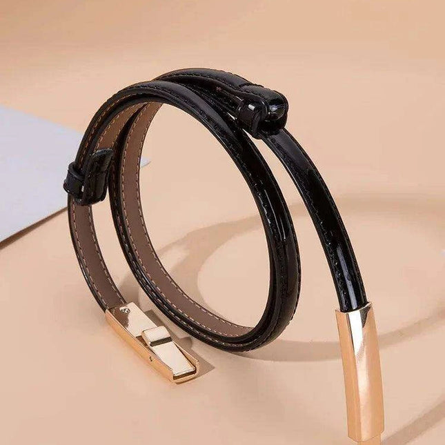 Colorful Women's Leather Belt with Elegant Gold Buckle - Perfect Accessory for Any Outfit