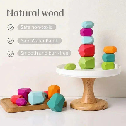 Colorful Wooden Building Blocks Kit for Creative Learning and Logical Development - Très Elite
