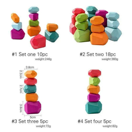 Colorful Wooden Building Blocks Kit for Creative Learning and Logical Development - Très Elite