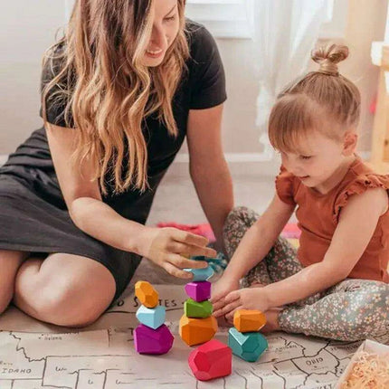 Colorful Wooden Building Blocks Kit for Creative Learning and Logical Development - Très Elite