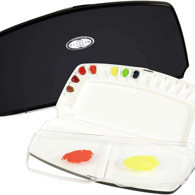 Compact Black Folding Palette with 20 Color Wells - Ideal for Artists on the Go
