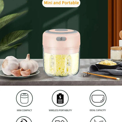 Compact Electric Garlic Chopper with Quick-Slice Technology and Adjustable Capacity