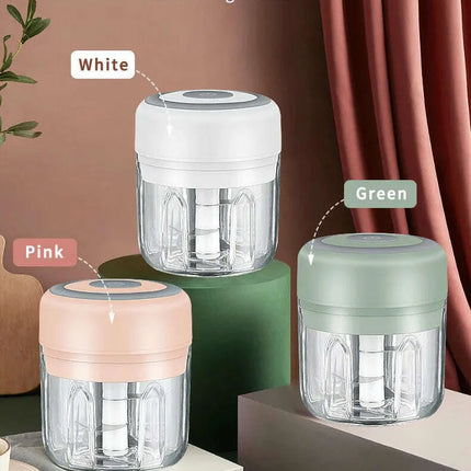 Compact Electric Garlic Chopper with Quick-Slice Technology and Adjustable Capacity