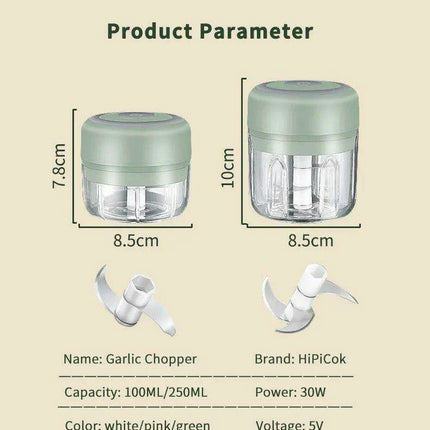Compact Electric Garlic Chopper with Quick-Slice Technology and Adjustable Capacity