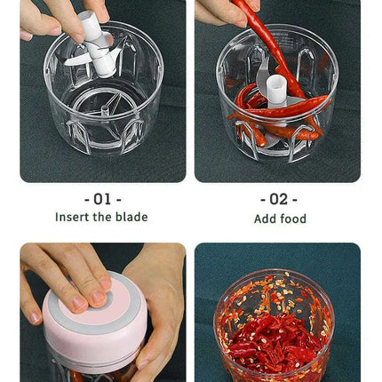 Compact Electric Garlic Chopper with Quick-Slice Technology and Adjustable Capacity