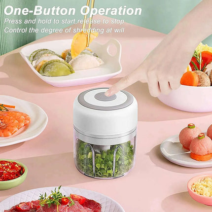 Compact Electric Garlic Chopper with Quick-Slice Technology and Adjustable Capacity