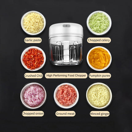 Compact Electric Garlic Chopper with Quick-Slice Technology and Adjustable Capacity