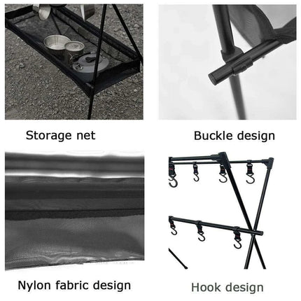 Compact Folding Aluminum Camping Cooking Rack and Organizer for Outdoor Fun - Très Elite