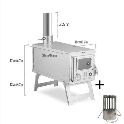 Compact Ultralight Stainless Steel Outdoor Wood Stove with Advanced Smoke Control System..