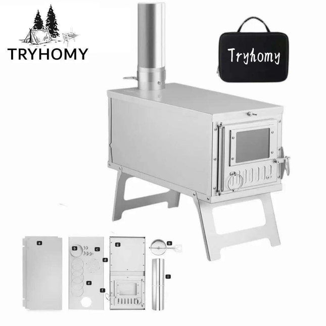 Compact Ultralight Stainless Steel Outdoor Wood Stove with Advanced Smoke Control System