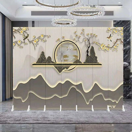 Contemporary Dual-Sided Mobile Folding Screen for Stylish Space Division - Très Elite