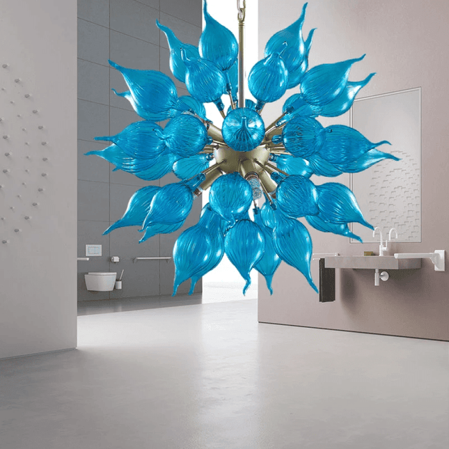 Contemporary Hand-Blown Glass LED Orb Chandelier - 32" with Customizable Suspension Chain