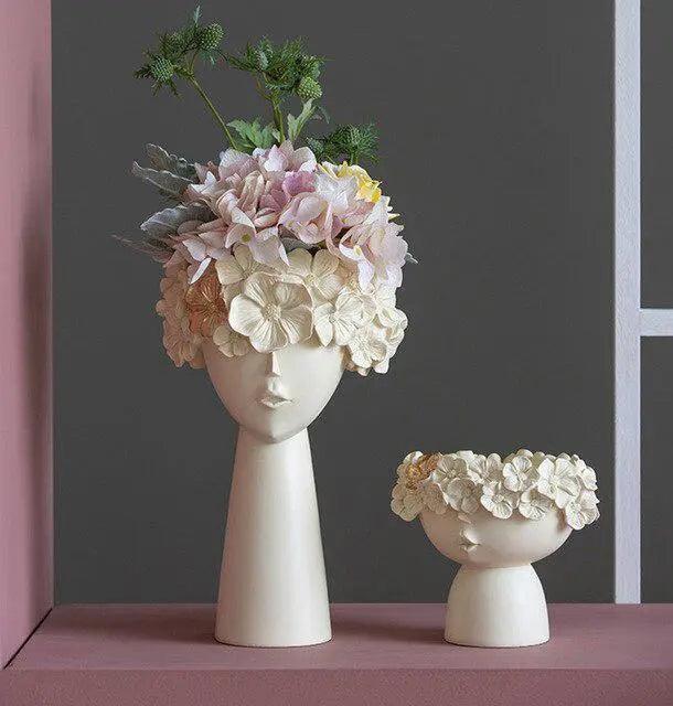 Contemporary Human Head Resin Vase Collection for Unique Home Decor