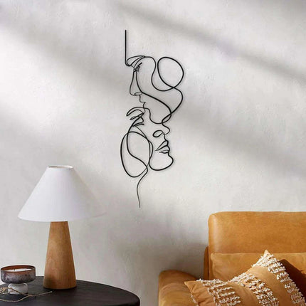 Contemporary Iron Face Line Wall Art Sculpture - Très Elite