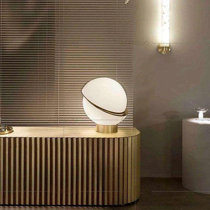 Contemporary White Sphere Table Lamp - Stylish Dual-Light Fixture for Home and Hospitality Spaces - Très Elite