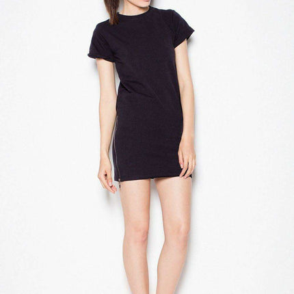 Contemporary Zipper-Embellished Knit Dress - Très Elite