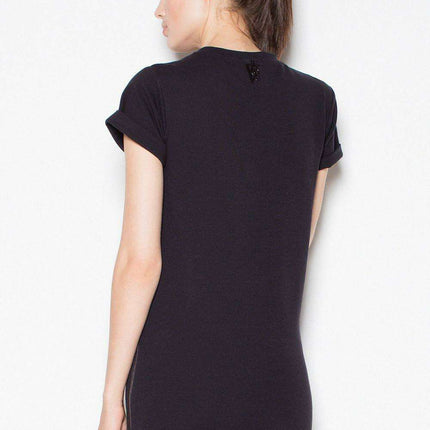 Contemporary Zipper-Embellished Knit Dress - Très Elite