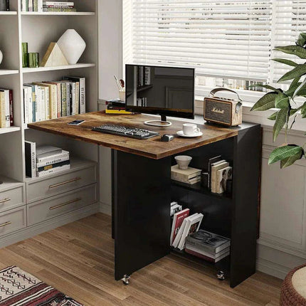 Convertible Modern Dining Table with Wheels, Drawer, and Double Layer Storage- Très Elite- Très Elite