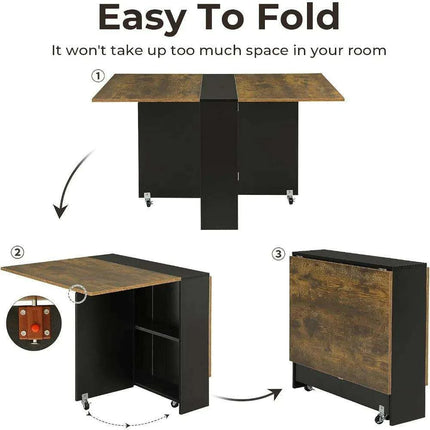 Convertible Modern Dining Table with Wheels, Drawer, and Double Layer Storage- Très Elite- Très Elite