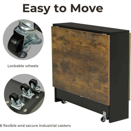 Convertible Modern Dining Table with Wheels, Drawer, and Double Layer Storage- Très Elite- Très Elite