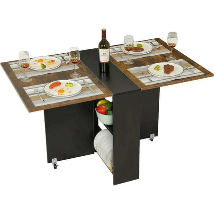 Convertible Modern Dining Table with Wheels, Drawer, and Double Layer Storage- Très Elite- Très Elite