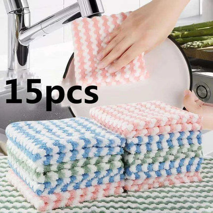Coral Fleece Kitchen Cleaning Cloths - Super Absorbent Dishwashing Rags for Effortless Cleaning - Très Elite