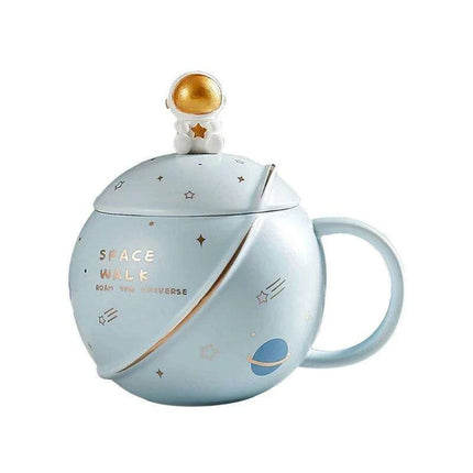Cosmic Voyager 400ML Insulated Ceramic Mug with Lid and Spoon - Ideal for Coffee and Tea - Très Elite
