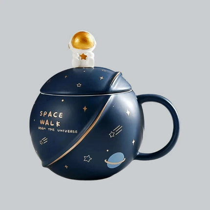 Cosmic Voyager 400ML Insulated Ceramic Mug with Lid and Spoon - Ideal for Coffee and Tea - Très Elite