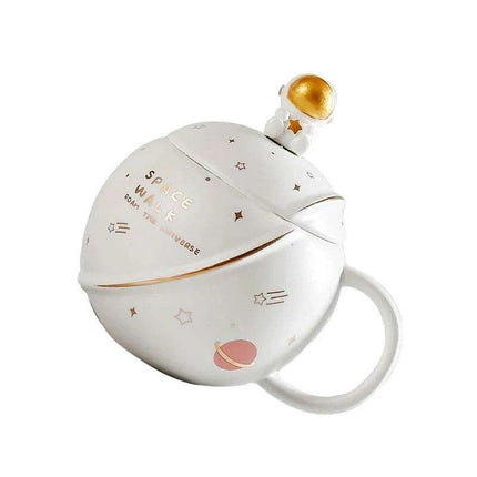 Cosmic Voyager 400ML Insulated Ceramic Mug with Lid and Spoon - Ideal for Coffee and Tea - Très Elite