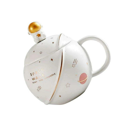 Cosmic Voyager 400ML Insulated Ceramic Mug with Lid and Spoon - Ideal for Coffee and Tea - Très Elite