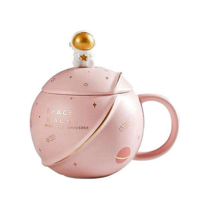 Cosmic Voyager 400ML Insulated Ceramic Mug with Lid and Spoon - Ideal for Coffee and Tea - Très Elite