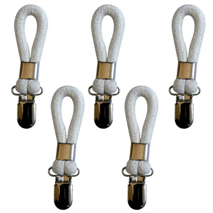 Cotton Braided Towel Holder Set with Sturdy Metal Clips - Elegant Space-Saving Solution for Home and Kitchen - Très Elite