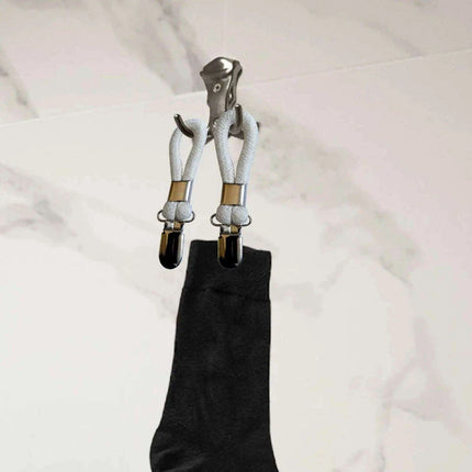 Cotton Braided Towel Holder Set with Sturdy Metal Clips - Elegant Space-Saving Solution for Home and Kitchen - Très Elite