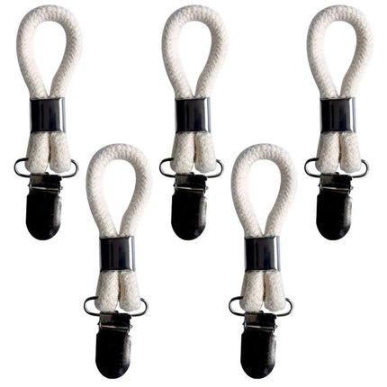 Cotton Braided Towel Holder Set with Sturdy Metal Clips - Elegant Space-Saving Solution for Home and Kitchen - Très Elite