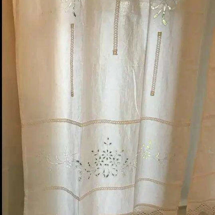 Cotton Kitchen Curtain with Hollow Design and Fun Tassel Trim - 01 panel..