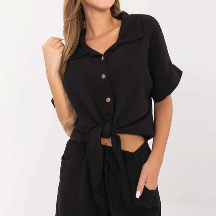 Cotton Muslin Short Sleeve Shirt Model 213865 For Women - Très Elite