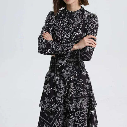 Cotton Paisley Print Top and Knee-Length Skirt Ensemble - Très Elite
